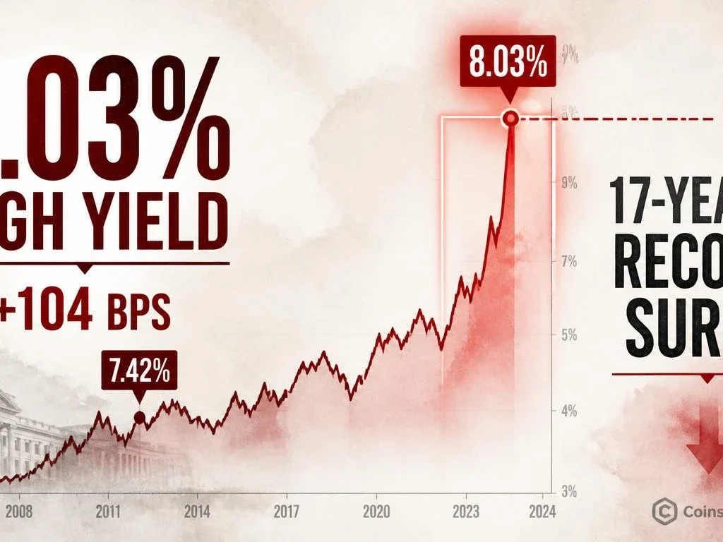 US High-Yield Bond Yields Hit 8.03% — Largest 5-Week Surge in 17 Years