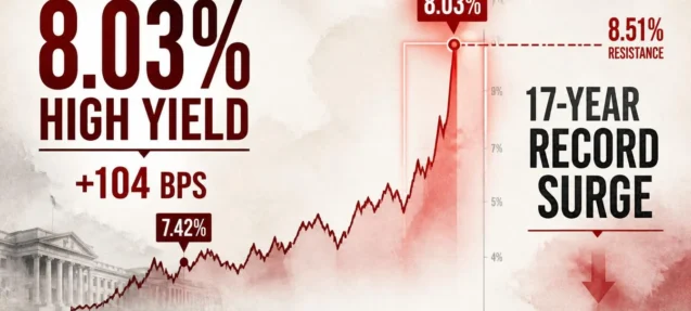 US High-Yield Bond Yields Hit 8.03% — Largest 5-Week Surge in 17 Years