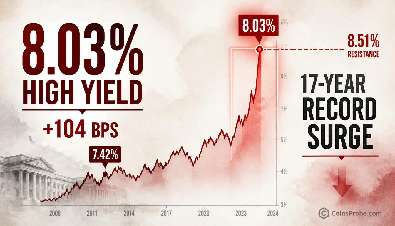 US High-Yield Bond Yields Hit 8.03% — Largest 5-Week Surge in 17 Years
