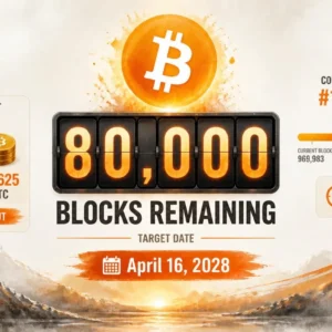 80,000 Blocks Remain Until Bitcoin’s Next Halving — April 16, 2028
