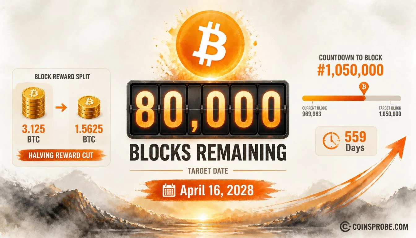 80,000 Blocks Remain Until Bitcoin’s Next Halving — April 16, 2028