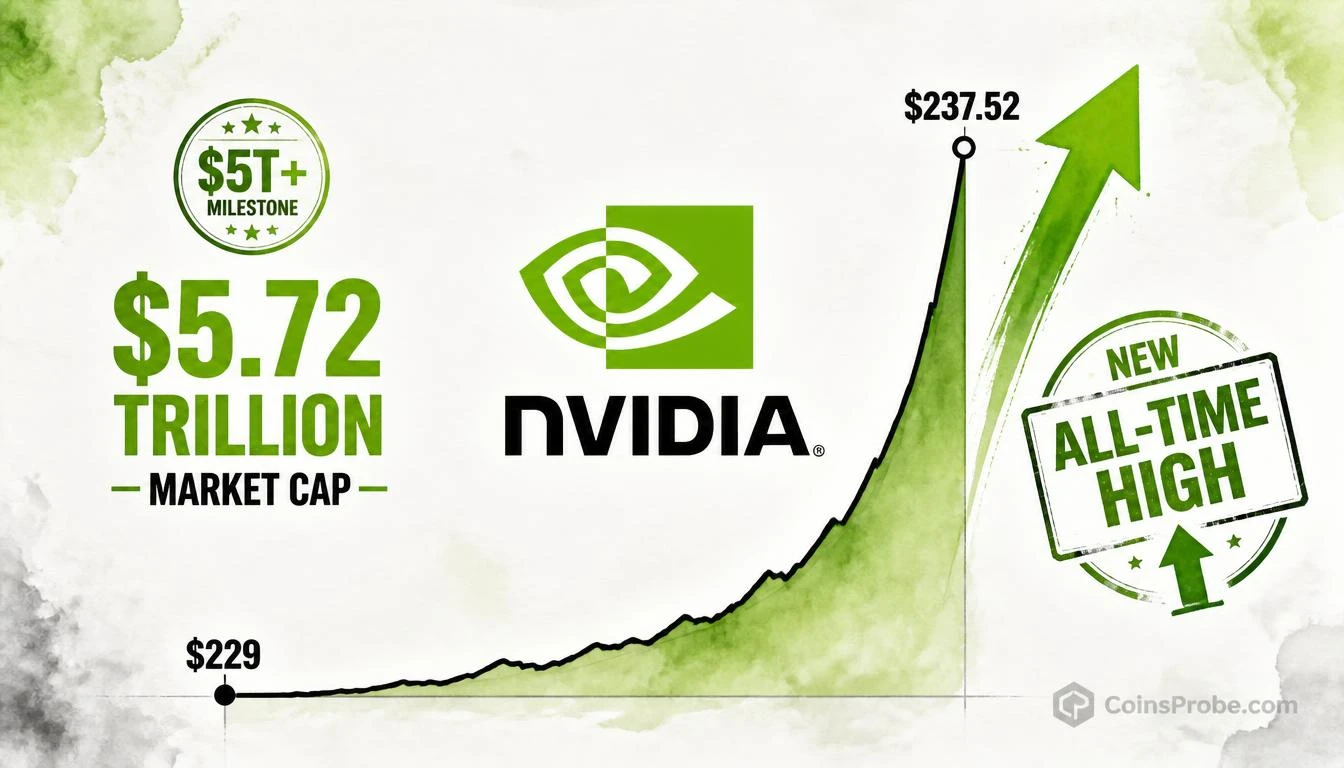 Nvidia Hits New All-Time High, Surpassing $5.72 Trillion Market Cap