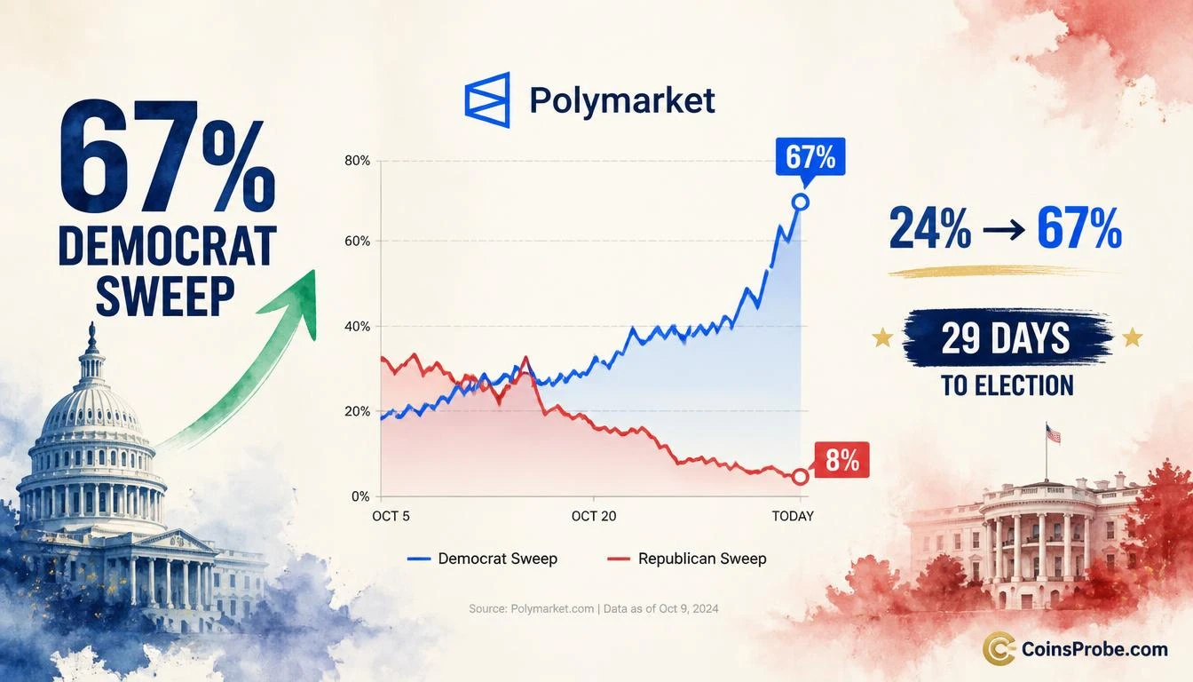 Democrat 2026 Midterm Sweep Odds Hit Record 67% on Polymarket