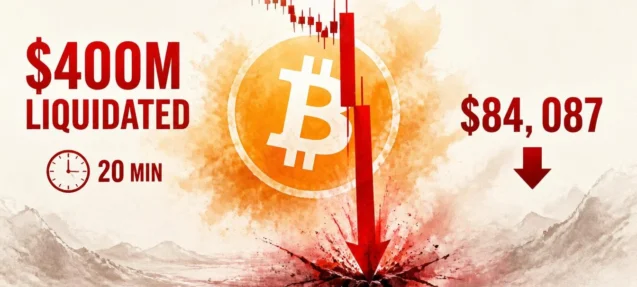 Bitcoin Drops $2,000 in 20 Minutes as $400M in Longs Are Liquidated