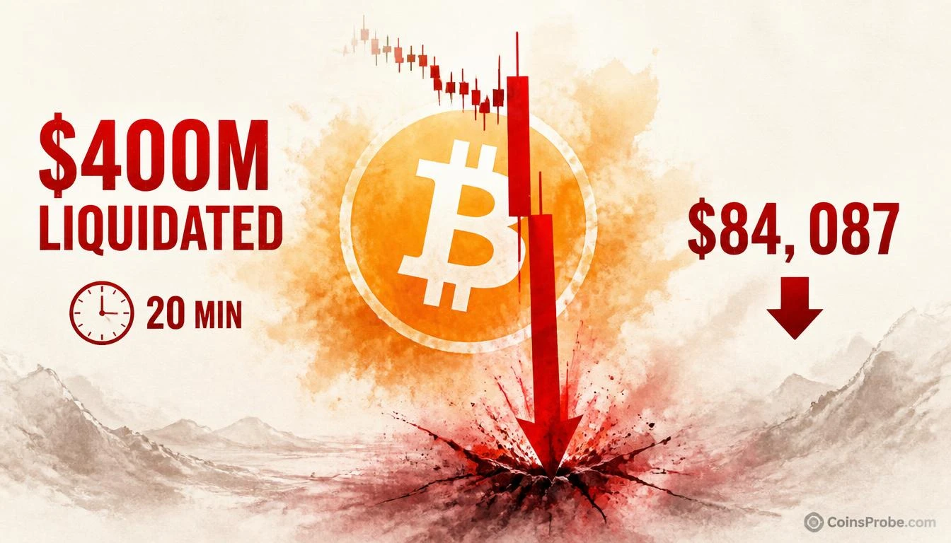 Bitcoin Drops $2,000 in 20 Minutes as $400M in Longs Are Liquidated