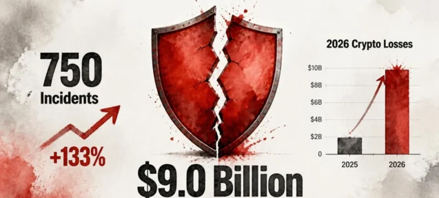 Crypto Losses Hit $9B in 2026 — 750 Incidents, Up 133% From 2025