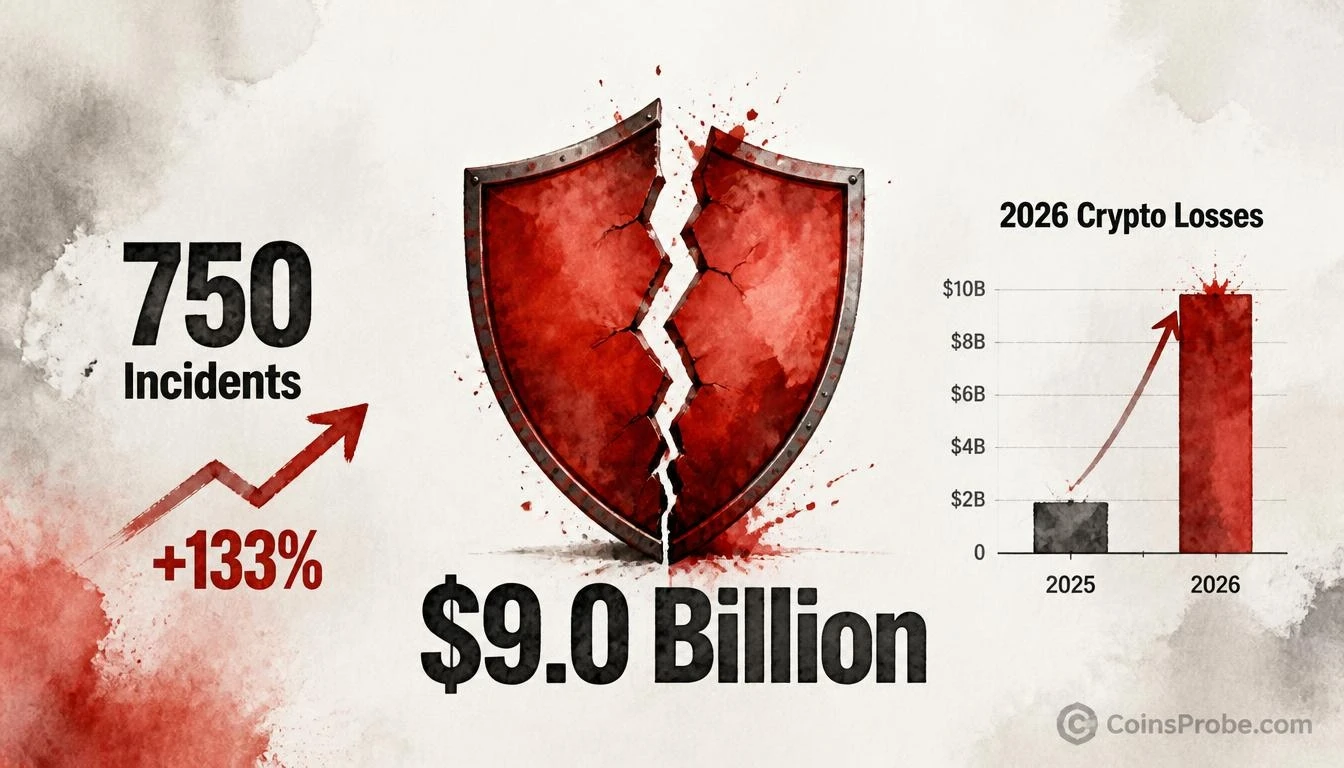 Crypto Losses Hit $9B in 2026 — 750 Incidents, Up 133% From 2025