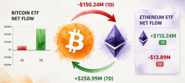 Bitcoin and Ethereum ETFs Post Single-Day Outflows as 7-Day Totals Stay Positive