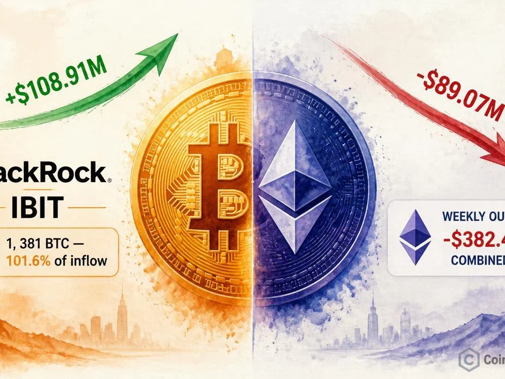 Bitcoin ETFs Pull $108.91M in a Day While Ethereum Bleeds $89.07M