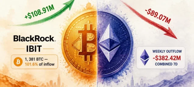 Bitcoin ETFs Pull $108.91M in a Day While Ethereum Bleeds $89.07M