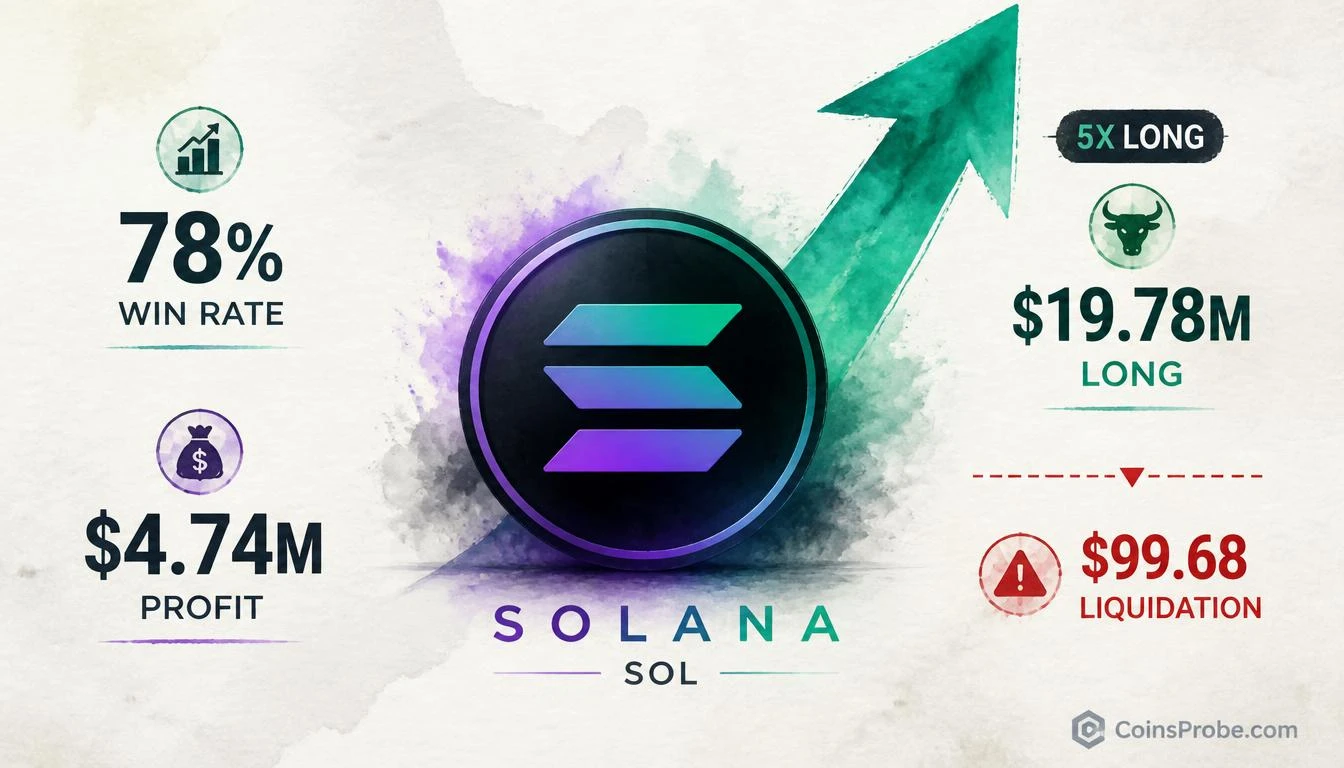 SOL Trader With 78% Win Rate Opens $19.78M Long — Liquidation at $99.68