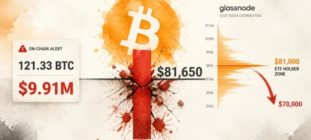 Bitcoin Whale Liquidated for 121.33 BTC ($9.91M) as Market Drops