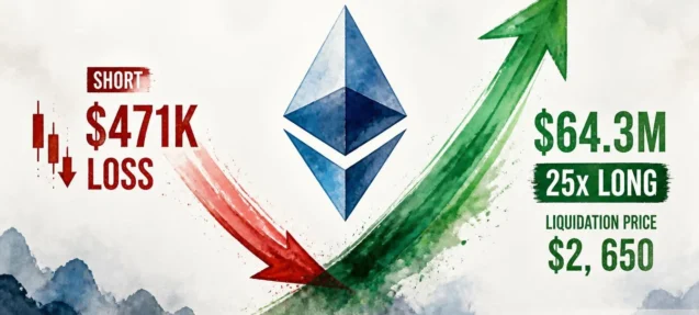 ETH Trader Lost $471K Shorting, Then Opened a $64.3M 25x Long