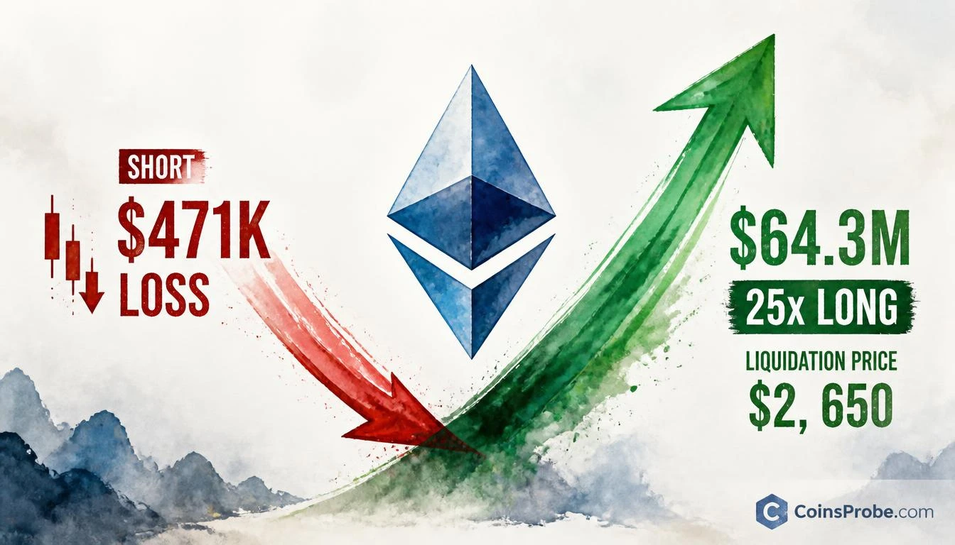 ETH Trader Lost $471K Shorting, Then Opened a $64.3M 25x Long