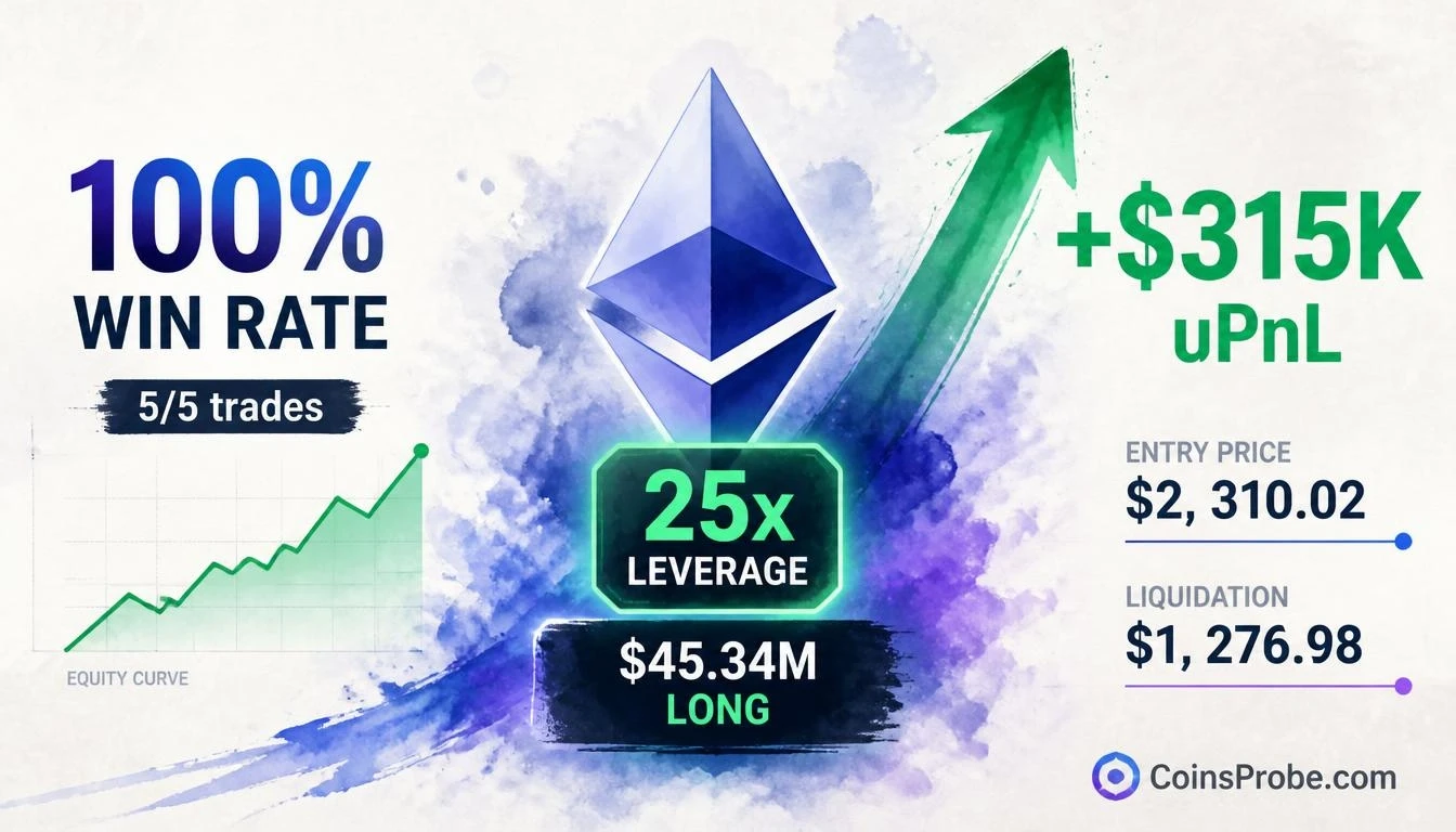 ETH Smart Trader 0xe813 Opens $45.34M 25x Long With 100% Win Rate