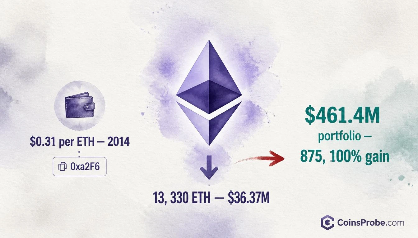 Ethereum ICO Whale Sells 13,330 ETH ($36.37M) — First Move in 6 Months
