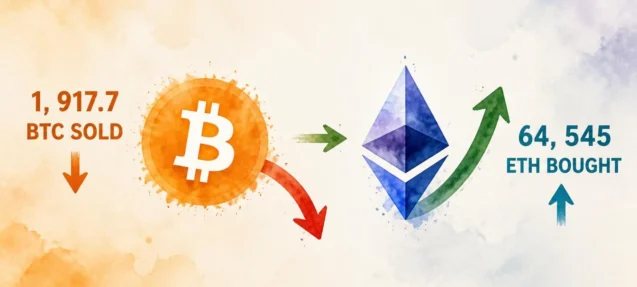 Whale Dumps 1,917 BTC for $159M to Buy 64,545 ETH in 11-Day Rotation