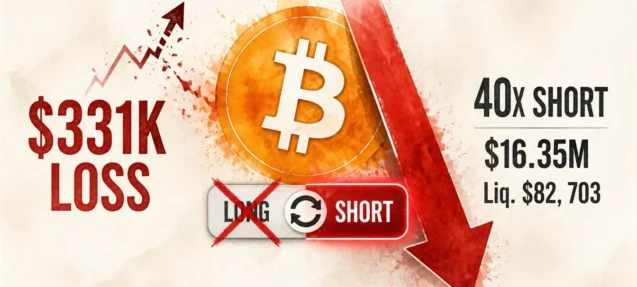 AguilaTrades Flips to 40x BTC Short After $331K Long Loss