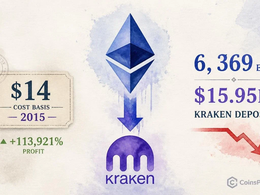 Ethereum OG Who Bought ETH at $14 Moves $15.95M to Kraken