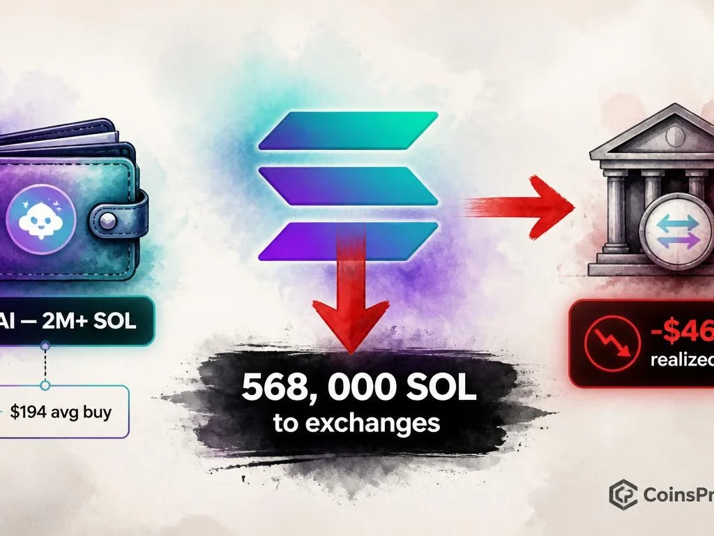 SkyAI Moves 568,000 SOL ($63.87M) to Exchanges — At a $46M Loss