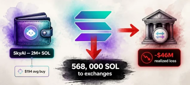 SkyAI Moves 568,000 SOL ($63.87M) to Exchanges — At a $46M Loss
