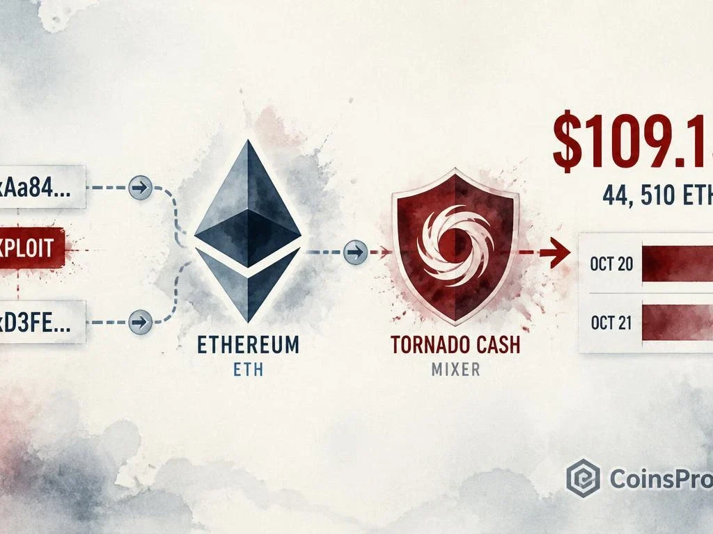 Drift Protocol Exploiter Moves $109M ETH to Tornado Cash in 48 Hours