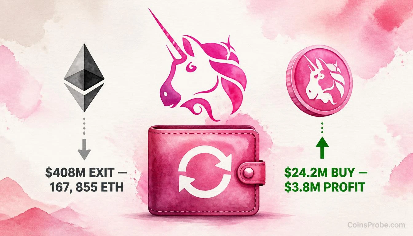 Mysterious $408M ETH Whale Rotates Into UNI — $3.8M Profit in One Week