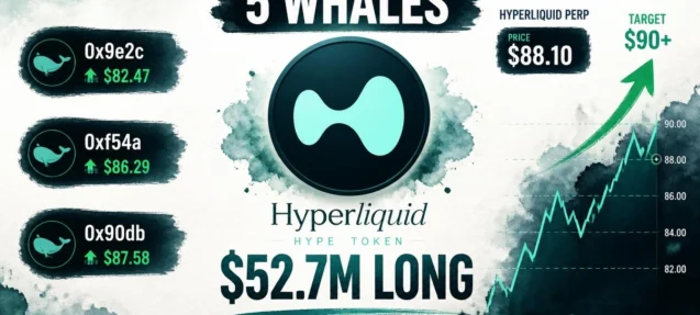 5 Whales Open $52.7M HYPE Long Positions on Hyperliquid Perps