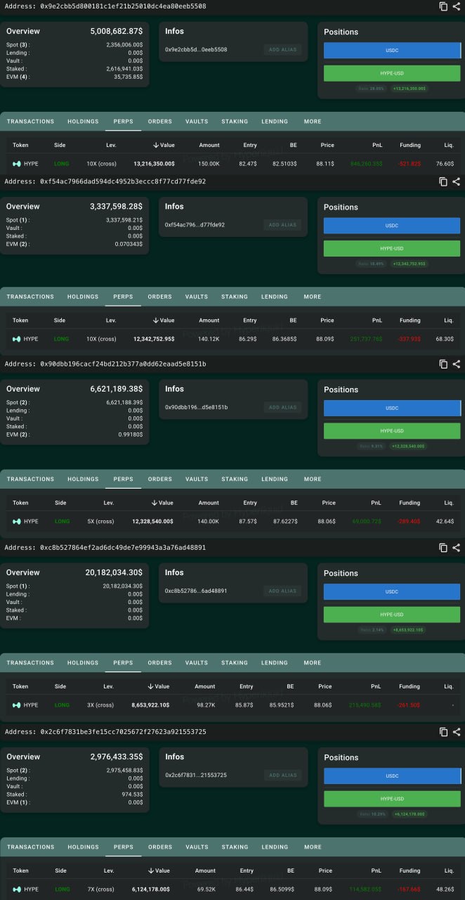 5 Whales Open $52.7M HYPE Long Positions on Hyperliquid Perp
